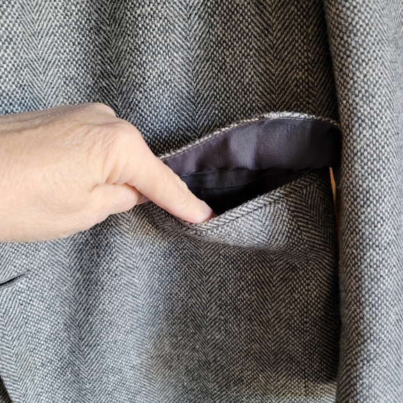 Reed St James sport coat western cut gray herringbone wool lined 40L vtg - Picture 6 of 12